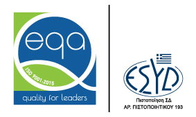 Σήμα πιστοποίησης ISO 9001:2015 από την EQA Hellas, διαπιστευμένη κατά ΕΣΥΔ
