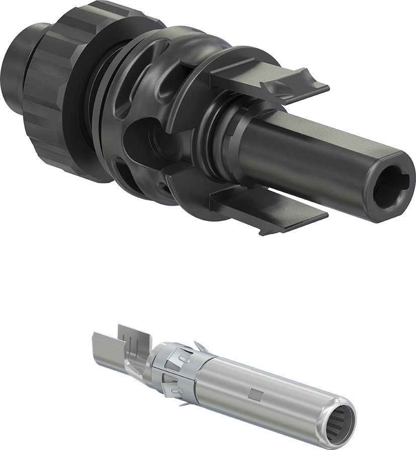 MC4-EVO panel receptacle for mounting in an inverter
