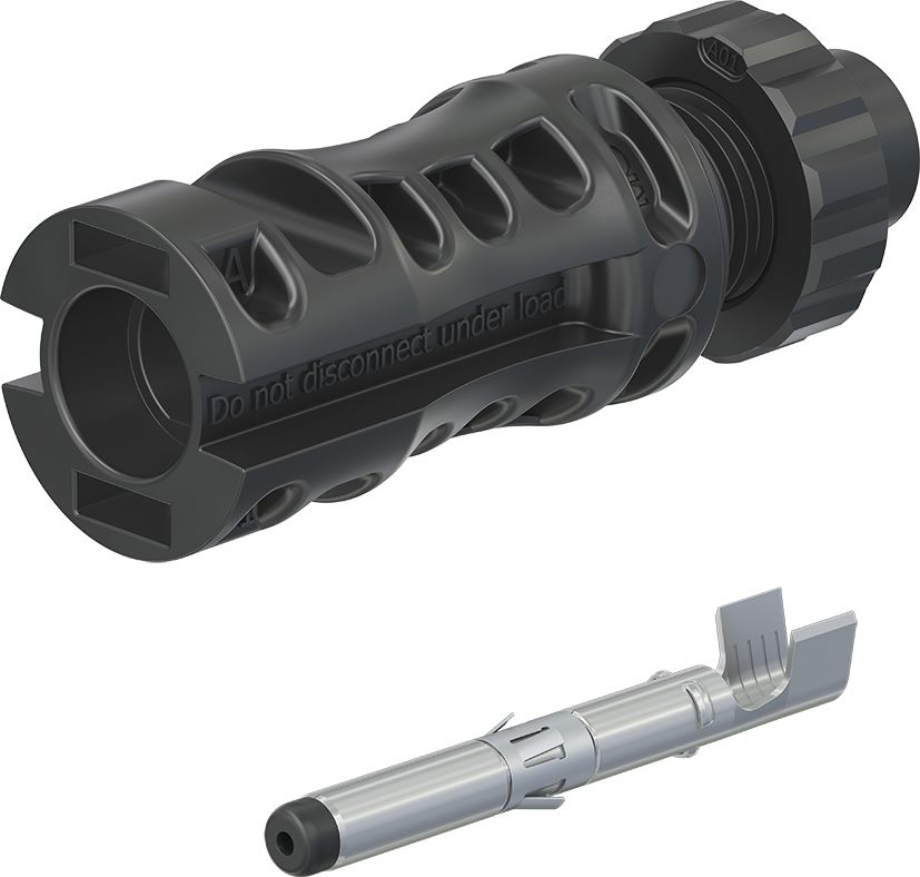 MC4-EVO panel receptacle for mounting in an inverter